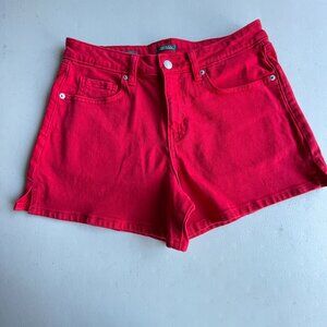 Wild Fable Red Denim Shorts Mid Rise Side Vent 100% Cotton Western Cowboy Core 8
